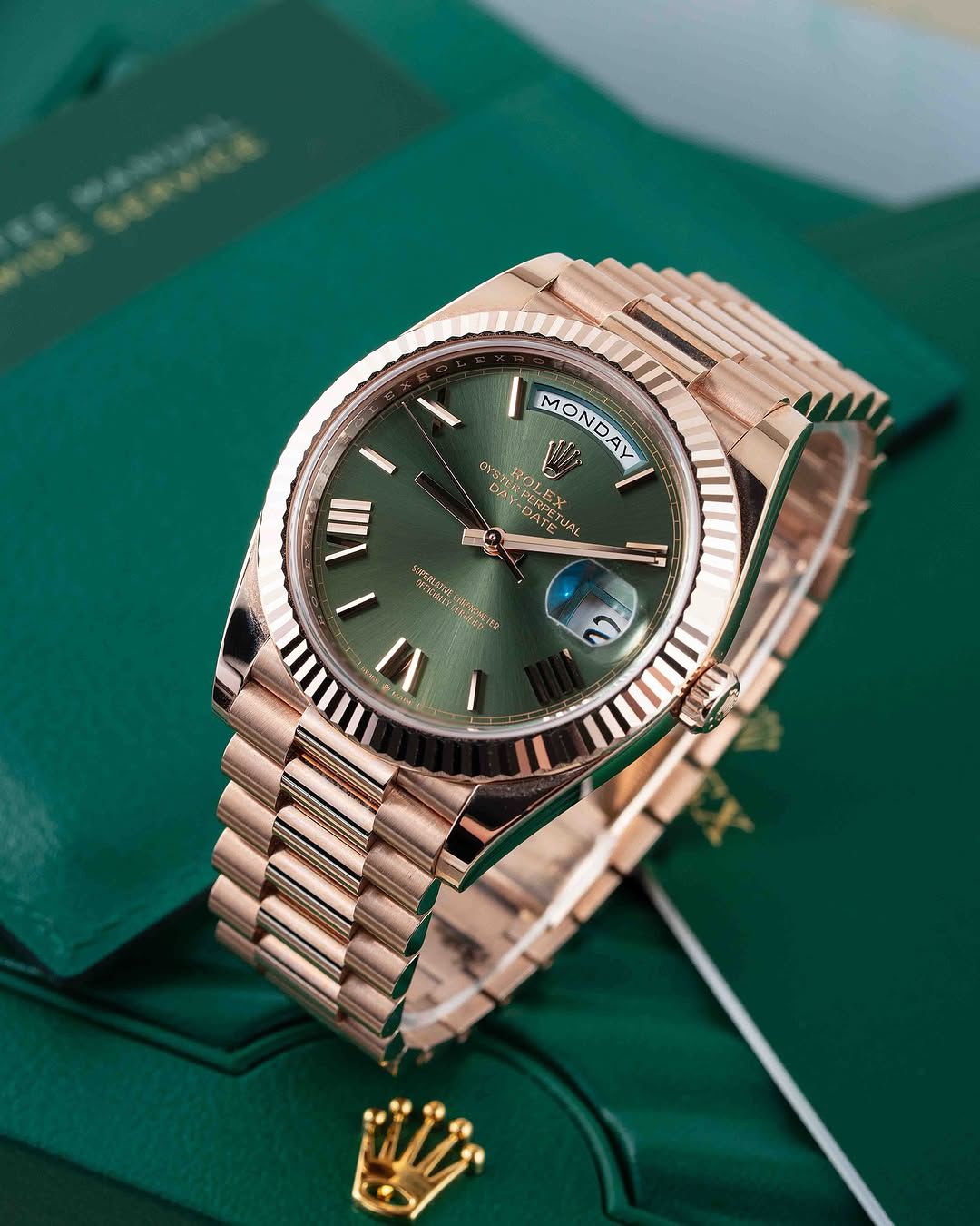 RLX 7A Watch Day Date Green Dial