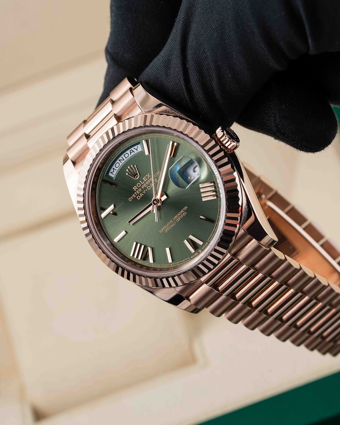 RLX 7A Watch Day Date Green Dial