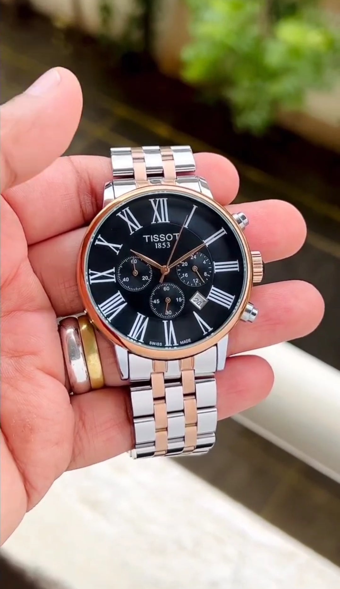 Tissot premium chain watch silver Rose Gold